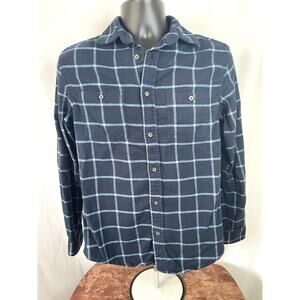 Mens Small Navy Blue Plaid Flannel Shirt Fall Layering Piece